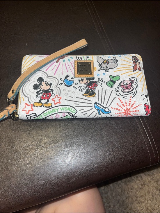 Dooney & Bourke Handbags - Dooney & Bourke White Disney Sketch Zip Wristlet with Multicolor Characters